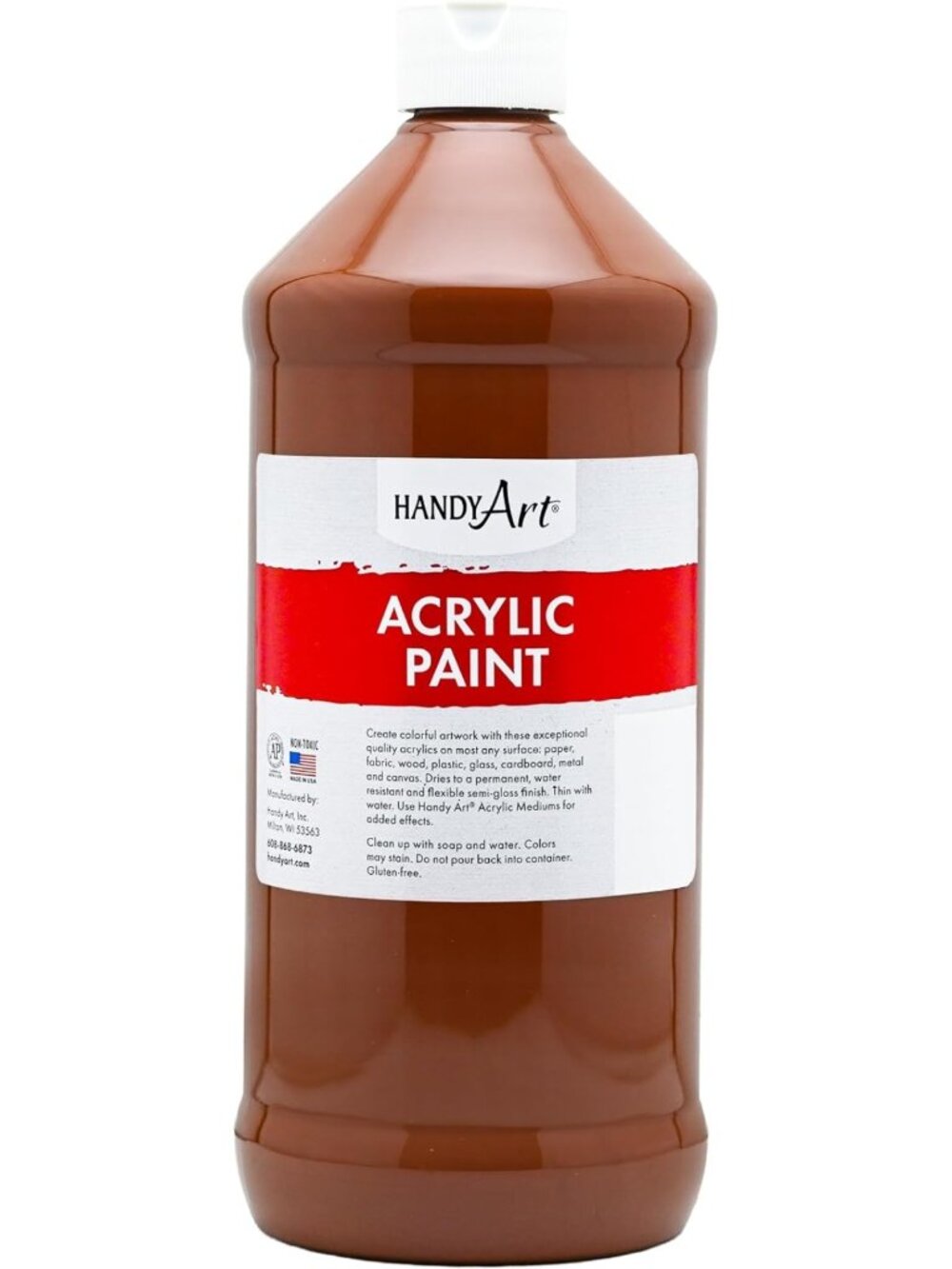 32 oz Semi-Gloss Burnt Sienna Acrylic Paint for Artists & Crafts - Versatile